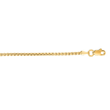 14K Yellow Gold 1.8mm Lite Round Box 20 Chain with Lobster Lock